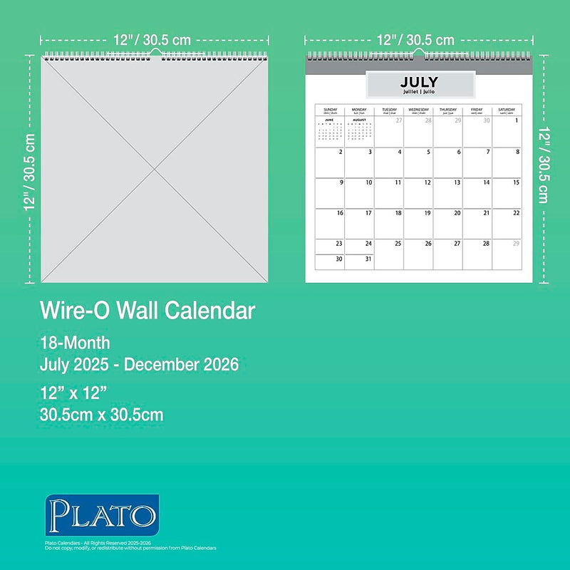 2025-2026 Plato House of Turnowsky 12" x 12" Academic Monthly Wall Calendar (9798330700165)