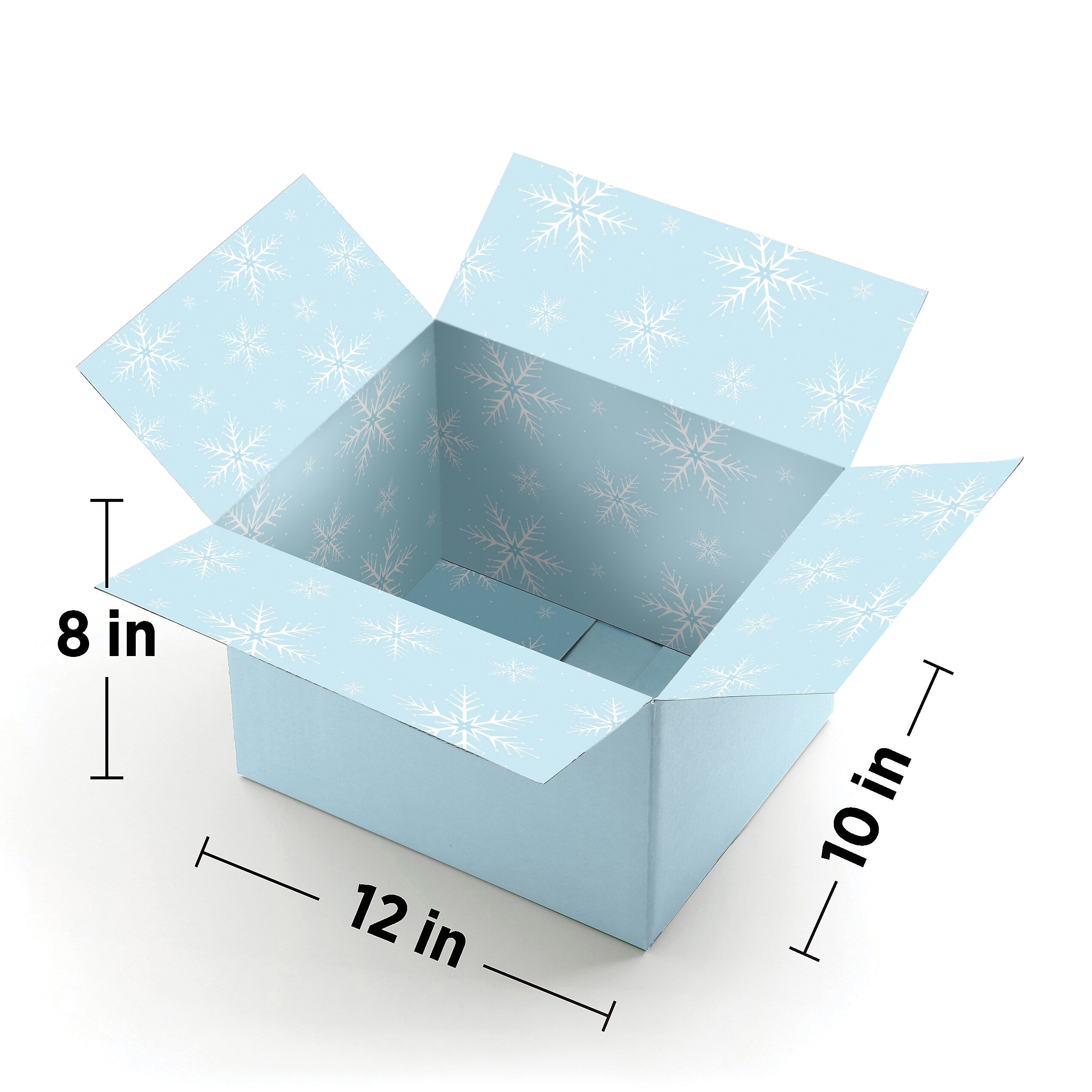 10" x 12" x 8" Decorative Snowflake Shipping Box, Holiday Gift Packaging, 200# Mullen Rated, 2/Pack (2024051)
