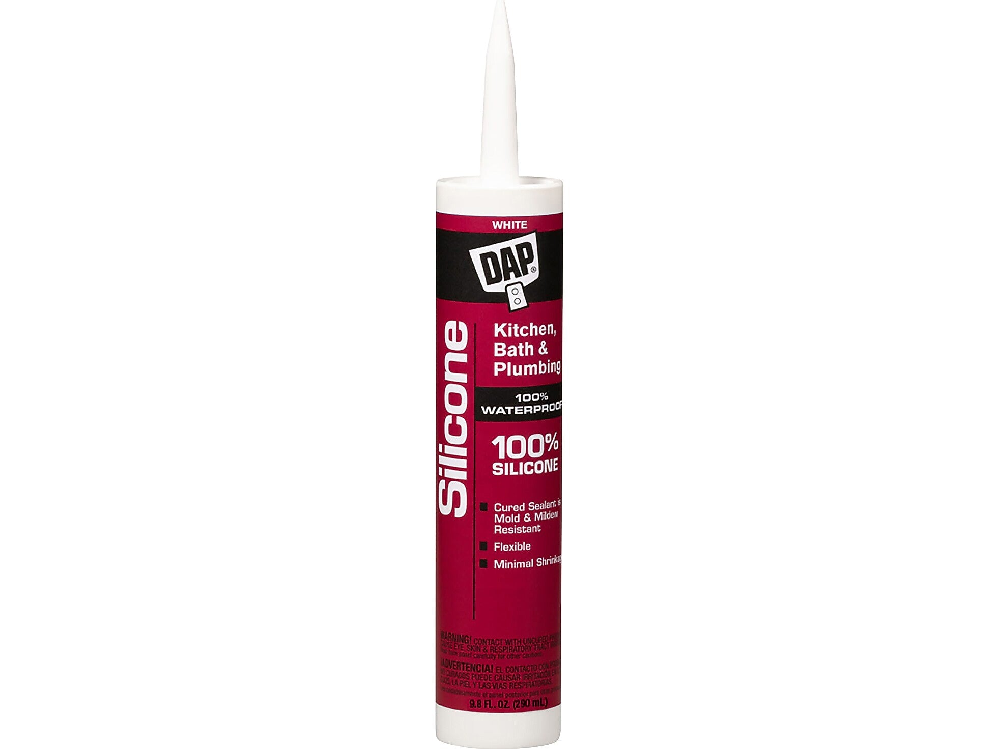 Dap Silicone Kitchen & Bath Sealant, 9.8 Fl. Oz., White, 12/Carton  (7079808640)