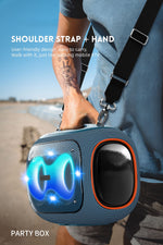 Worryfree Gadgets Party Box Wireless Bluetooth Speaker with 2 Mics & Tripod, Water Resistant, Dark Blue (WPB2-DBLU)