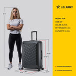 US Army FOX 28" Hardside Suitcase, 4-Wheeled Spinner, TSA Checkpoint Friendly, Black (USLFOX00L-BLK)