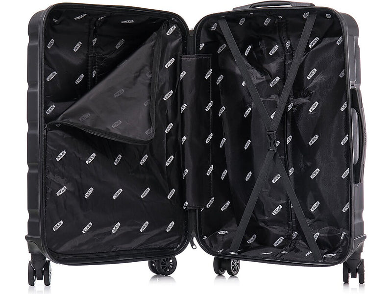 DUKAP Sense 24" Hardside Suitcase, 4-Wheeled Spinner, TSA Checkpoint Friendly, Black (DKSEN00M-BLK)