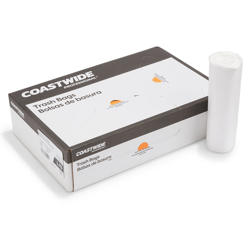 Coastwide Professional™ 55-60 Gallon Trash Bag, 38" x 60", High Density, 16 mic, Natural, 200 Bags/Box (CW18202)