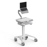 Mount-It! MedHub Mobile Medical Cart Workstation with Spring Arm Laptop Mount and Locking Caster Wheels, White/Grey (MI-16017)