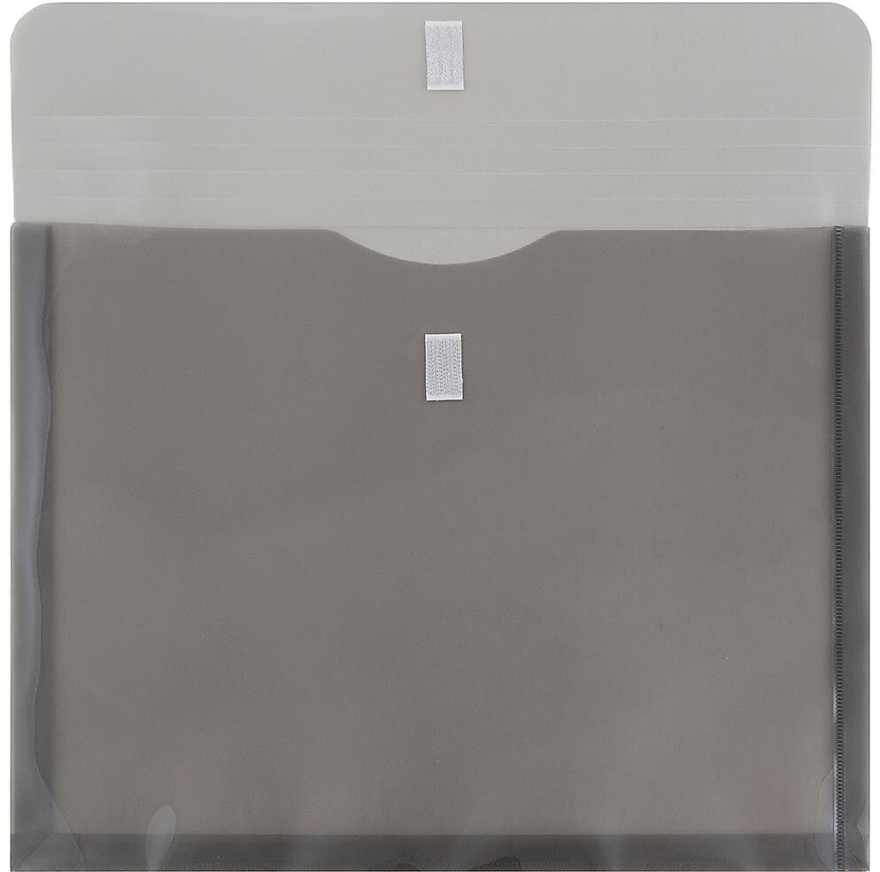 JAM Paper Premium Plastic Document File, 1 Pocket, Letter, Gray, 3/Pack (218V1smx3)