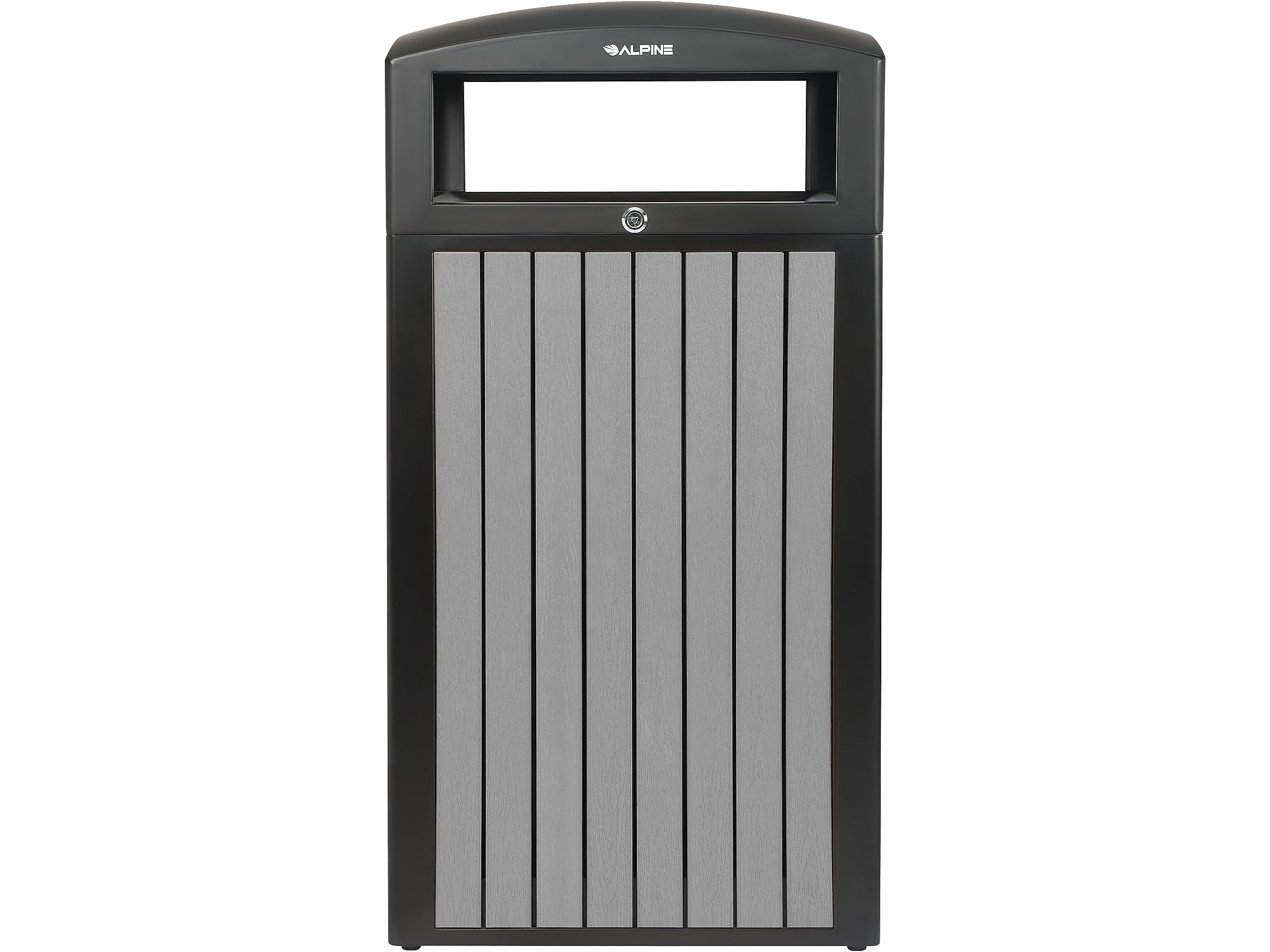 Alpine Industries Steel Outdoor Trash Can with Dome Lid, 40 Gallon, Gray (ALP471-40-WD-GRY)
