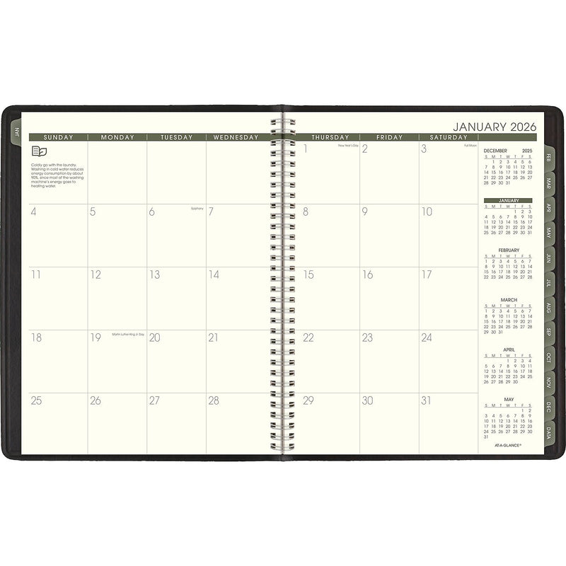 2026 AT-A-GLANCE Recycled 8.25" x 11" Weekly & Monthly Appointment Book Planner, Faux Leather Cover, Black (70-950G-05-26)