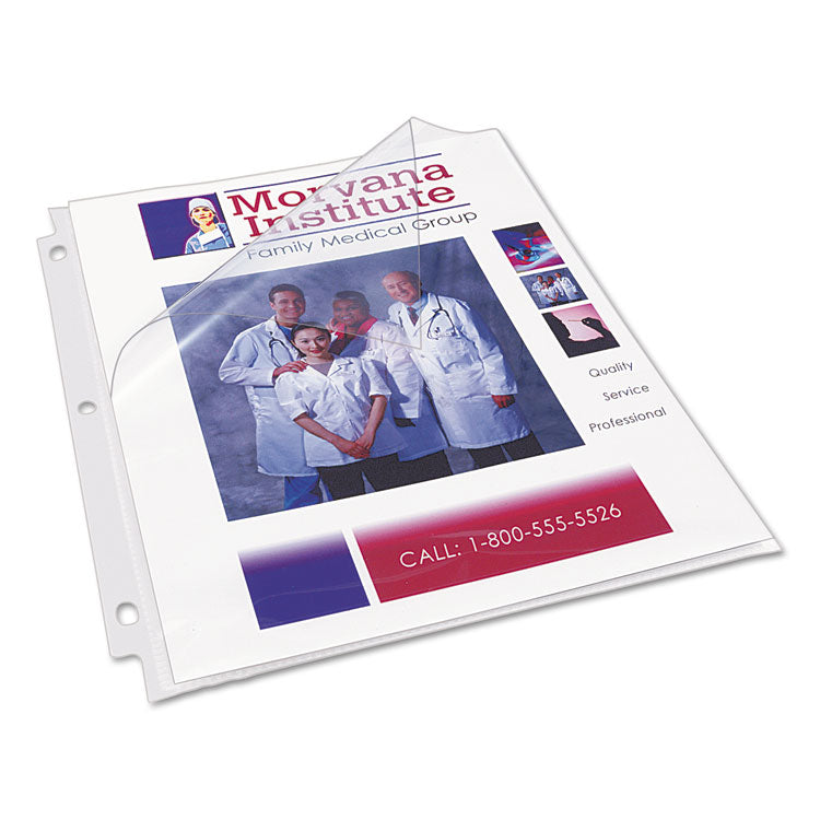 Quick-Load Heavyweight Sheet Protector, Side: 3-Hole Punched, Top/Side Load 8.5 x 11 Insert, Diamond Clear Front, 50/Box