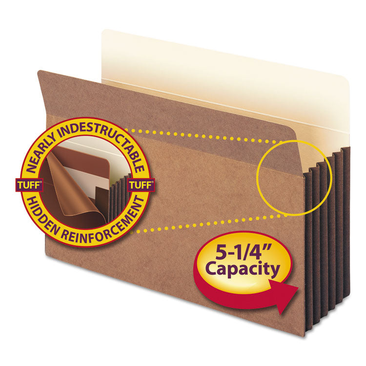Redrope TUFF Pocket Drop-Front File Pockets with Fully Lined Gussets, 5.25" Expansion, Legal Size, Redrope, 10/Box