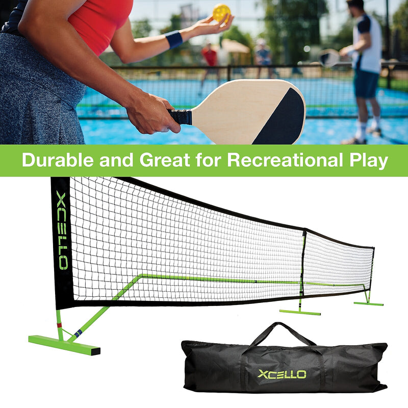 Xcello Sports Portable Pickleball Net System with Carry Bag, Black/Green (XS-PB-NET-1)