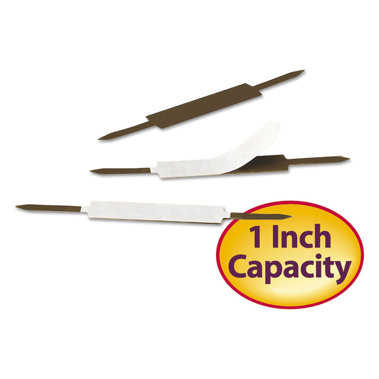 Standard Self-Adhesive Two-Prong Fastener Base and Compressor Sets, 1" Capacity, 2.75" Center to Center, Brown, 100/Box