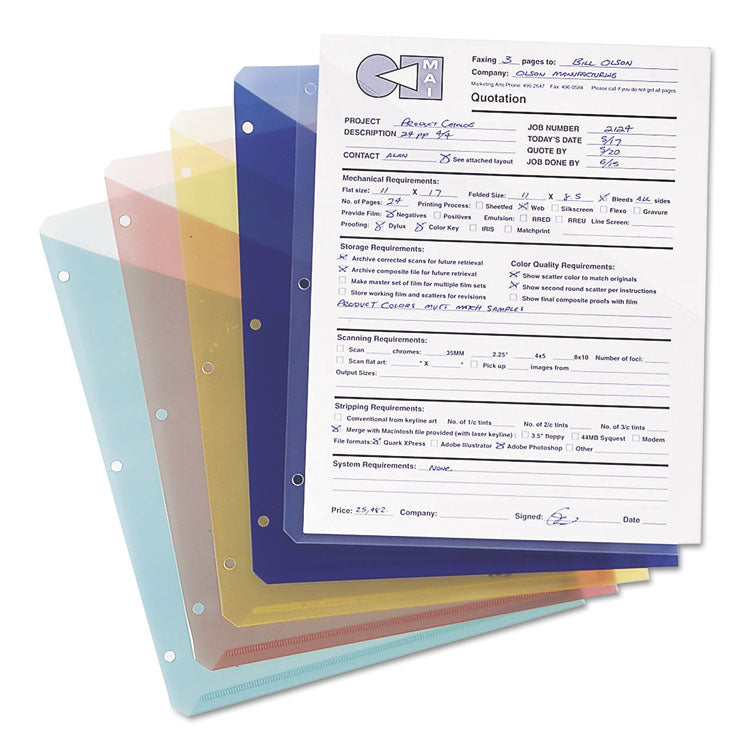Organized Up Poly Slash Jackets, 2-Sections, Letter Size, Clear, 5/pack