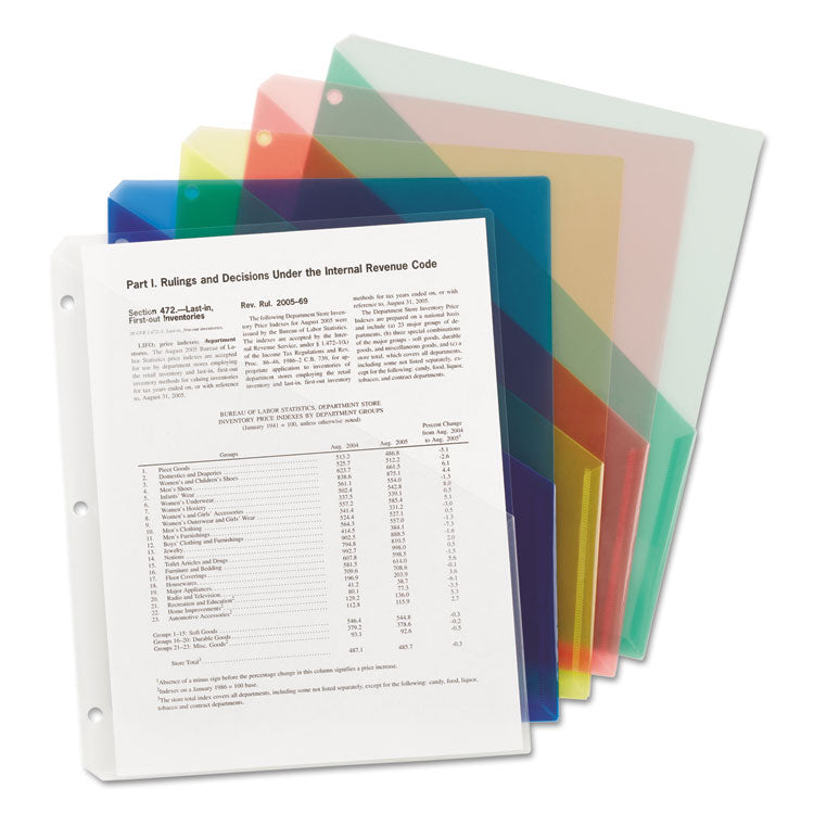 Organized Up Poly Slash Jackets, 2-Sections, Letter Size, Assorted Colors, 5/pack