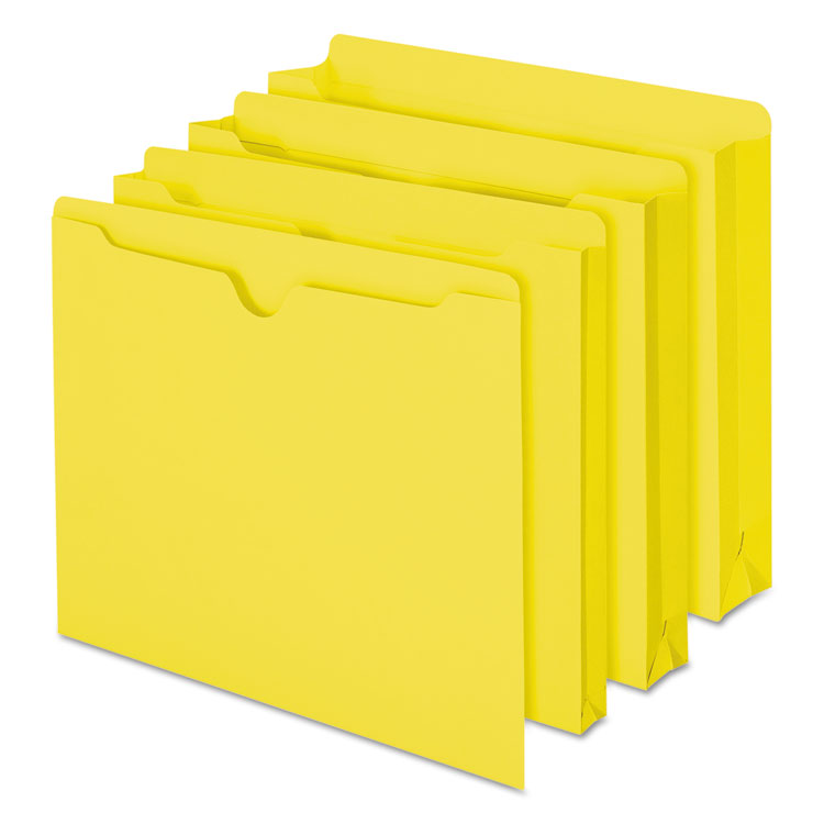 Colored File Jackets With Reinforced Double-Ply Tab, Straight Tab, Letter Size, Yellow, 100/box