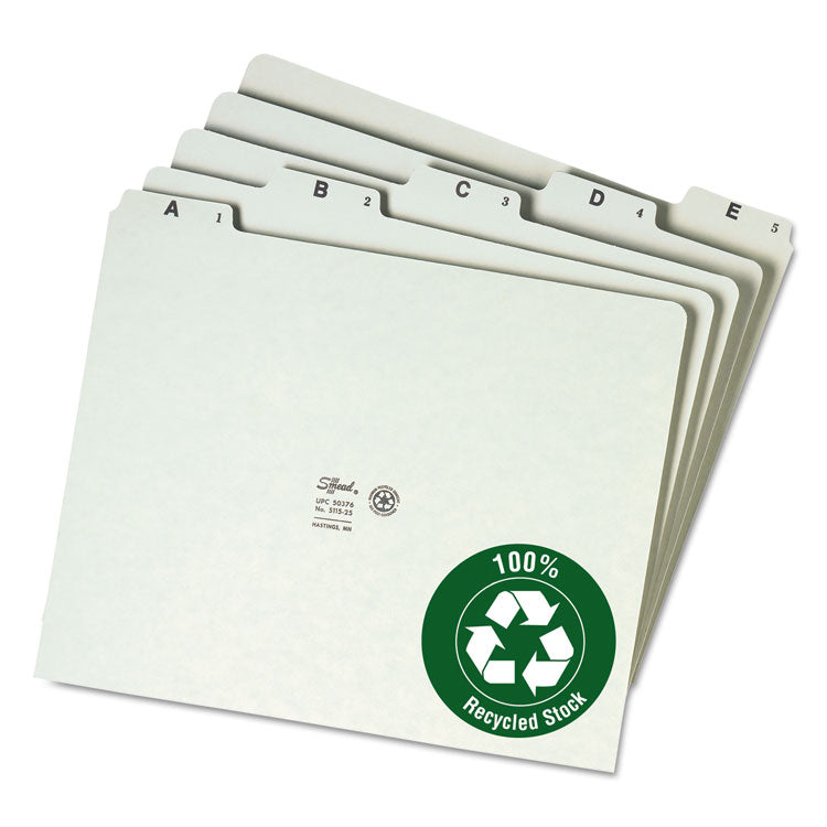 Alphabetic Top Tab Indexed File Guide Set, 1/5-Cut Top Tab, A To Z, 8.5 X 11, Green, 25/set