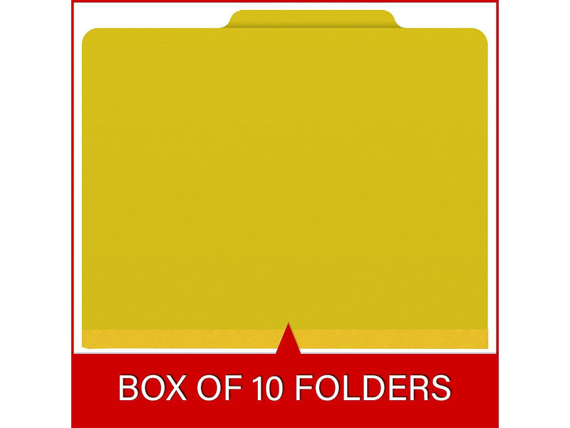 Medical Arts Press Pressboard Classification Folder, 2 Dividers, 2" Expansion, Letter Size, Yellow, 10/Box (DV-T42-26-3YLW)