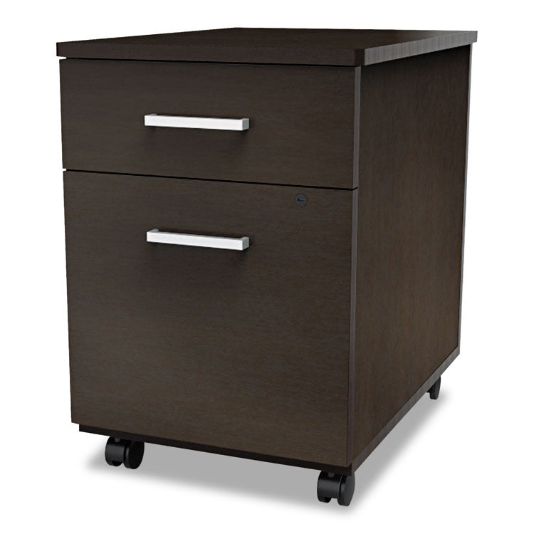 Trento Line Mobile Pedestal File, Left Or Right, 2-Drawers: Box/file, Legal/letter, Mocha, 16.5" X 19.75" X 23.63"