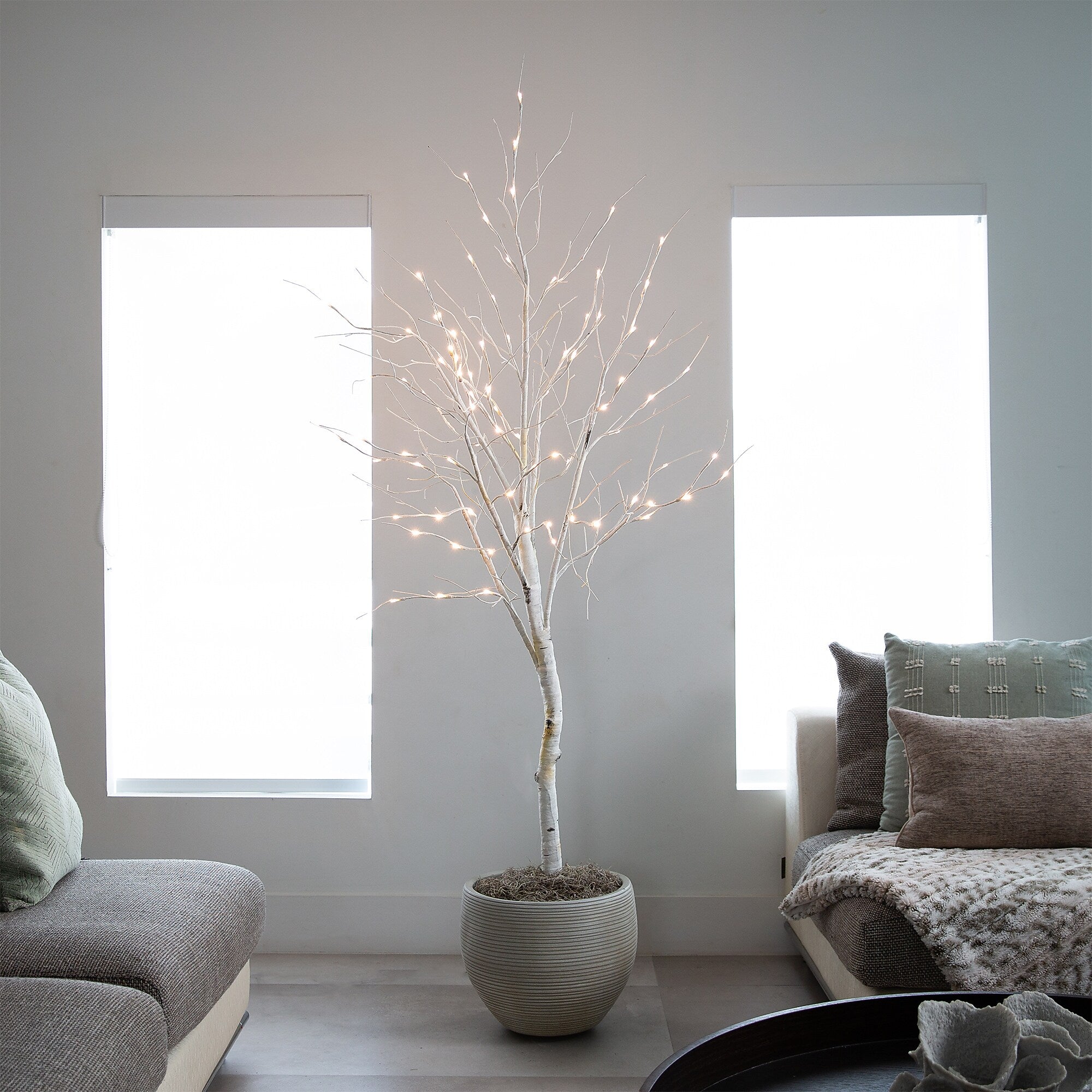 Nearly Natural 6-ft Pre-Lit Artificial White Birch Tree with 90 White LED Lights (T4931)