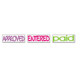 Interlocking Stack Stamp, Approved, Entered, Paid, 1.81" X 0.63", Assorted Fluorescent Ink