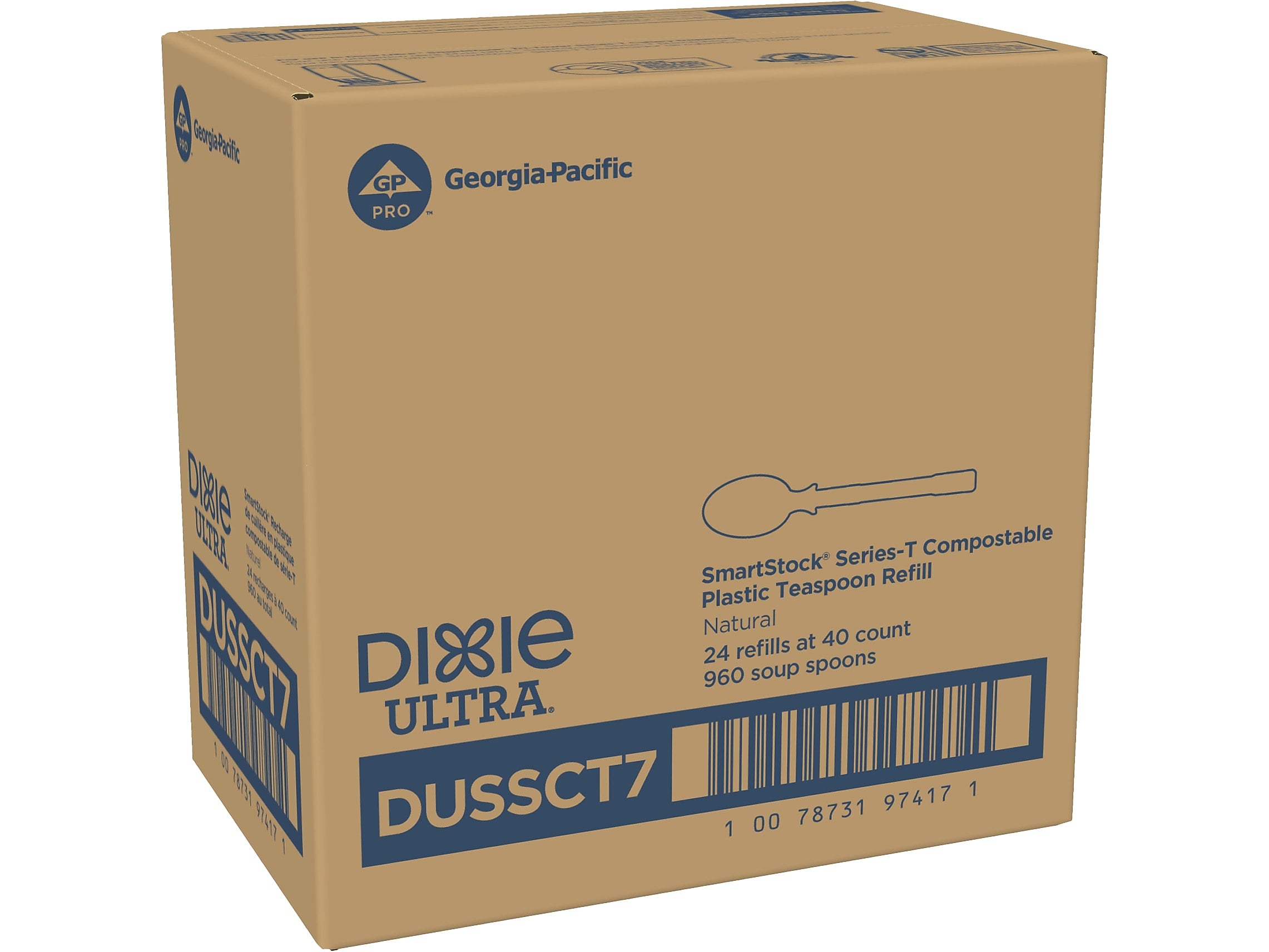 Dixie Ultra SmartStock Series-T Compostable Plastic Tea Spoon Refill, Beige, 40/Pack, 24 Packs/Carton (DUSSCT7)