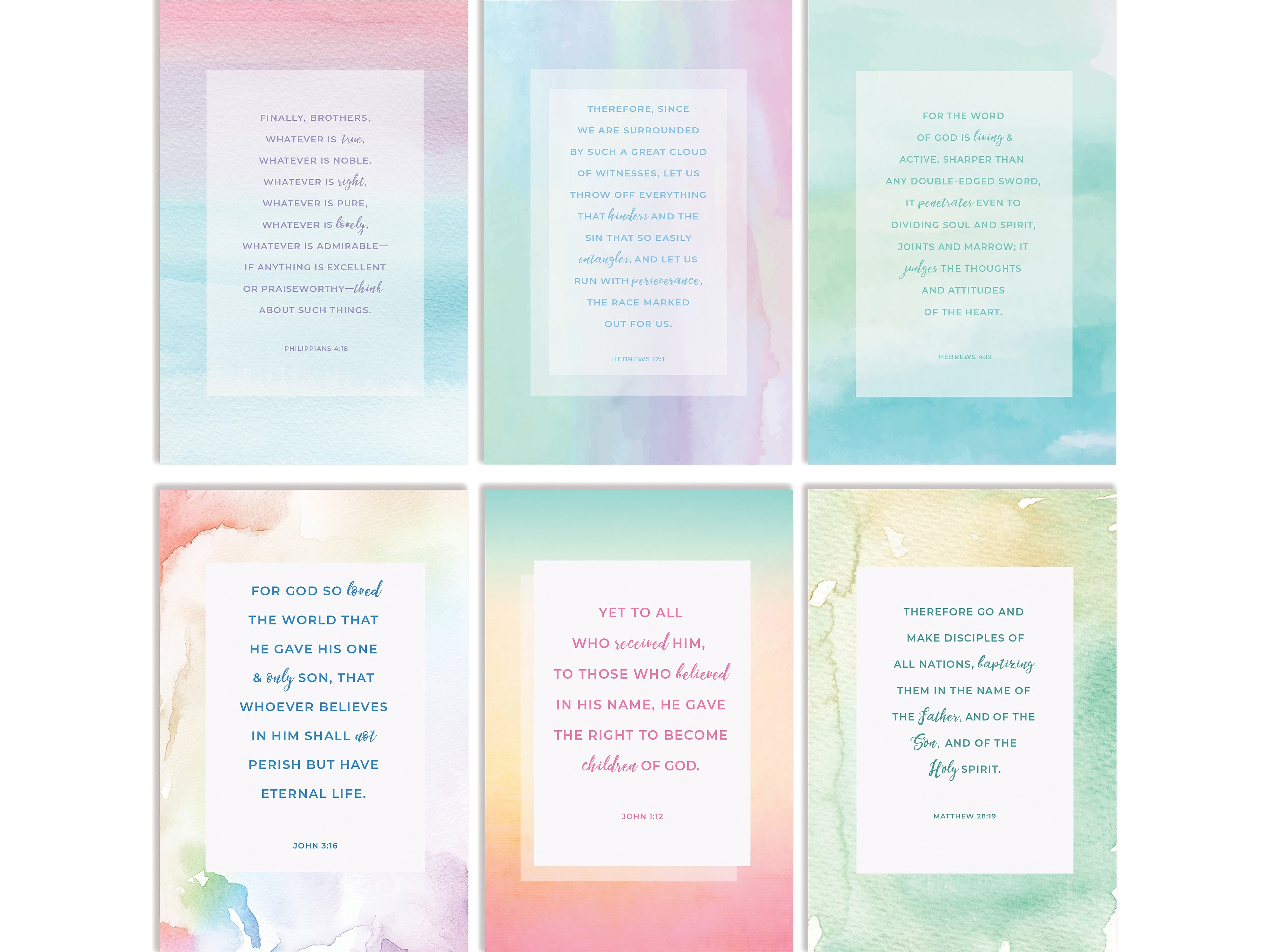 Better Office Bible Verses Encouragement Cards with Envelopes, 6" x 4", Assorted Colors, 50/Pack (64638-50PK)