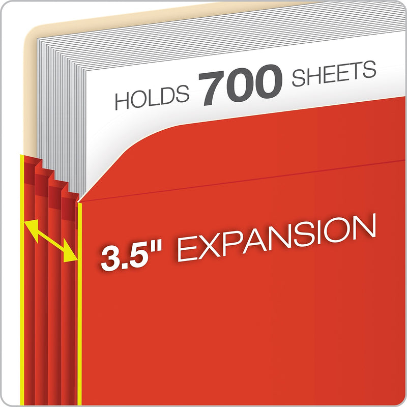 Pendaflex Color Reinforced File Pocket, 3 1/2" Expansion, Letter Size, Red (1524E RED)