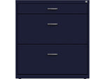 Space Solutions 3-Drawer Lateral File Cabinet, Letter/Legal Size, Lockable, 31.88"H x 30"W x 17.63"D, Navy (25073)