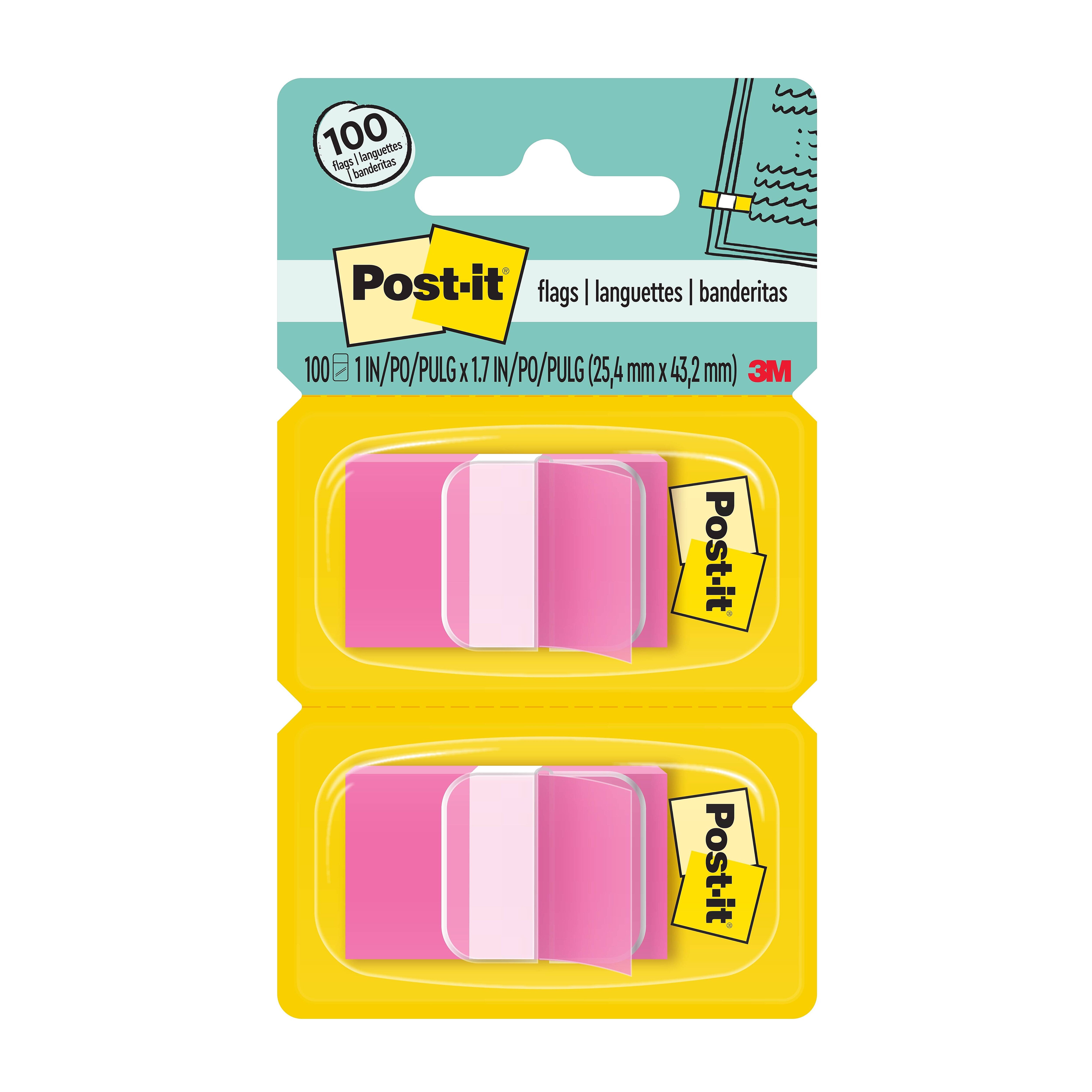 Post-it Flags, 1", Pink, 100 Flags/Pack (680-BP2)