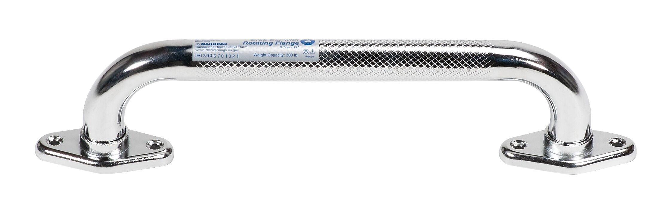 Dynarex Rotating Flange Knurled Grab Bar, 12", Chrome (10311)