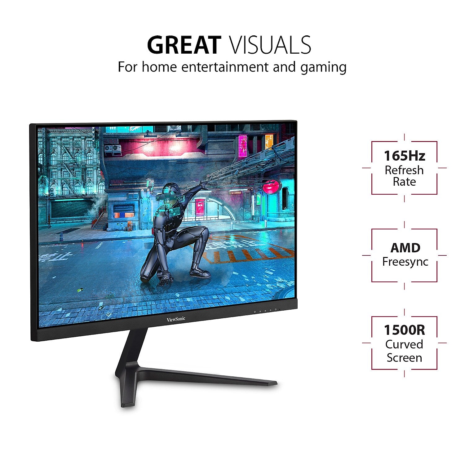 ViewSonic 24" Curved 165Hz LED Gaming Monitor, Black (VX2418C)