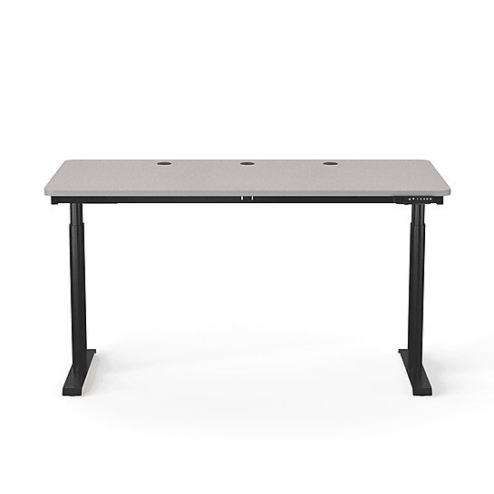 VersaDesk PowerLift 60"W Electric Rectangular Adjustable Standing Desk, Gray/Black (PLSDR6030-BG-APP)