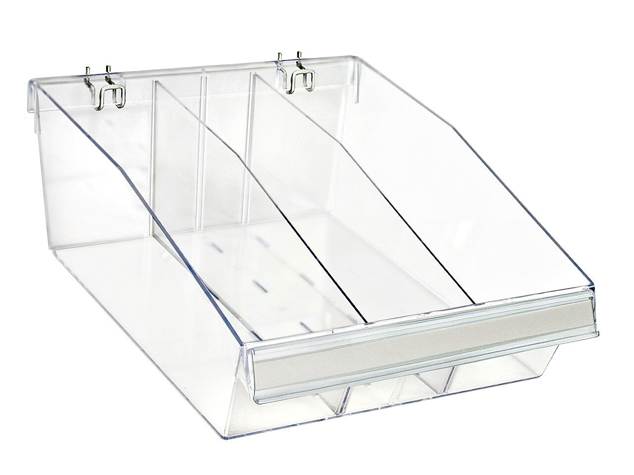 Azar 5.75" x 11.75" Pegboard 3-Compartment Medium Deep Bin Tray, Clear, 2/Pack (556130-M-DIV-2PK)