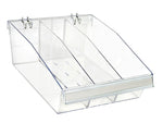 Azar 5.75" x 11.75" Pegboard 3-Compartment Medium Deep Bin Tray, Clear, 2/Pack (556130-M-DIV-2PK)