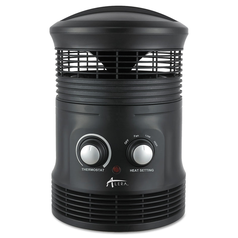 Alera 360 Deg Circular Fan Forced Heater, 8" x 8" x 12", Black
