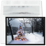 "Bright Tree" Holiday Card w/ Fastick Silver Lined White Envelope, 100/BX