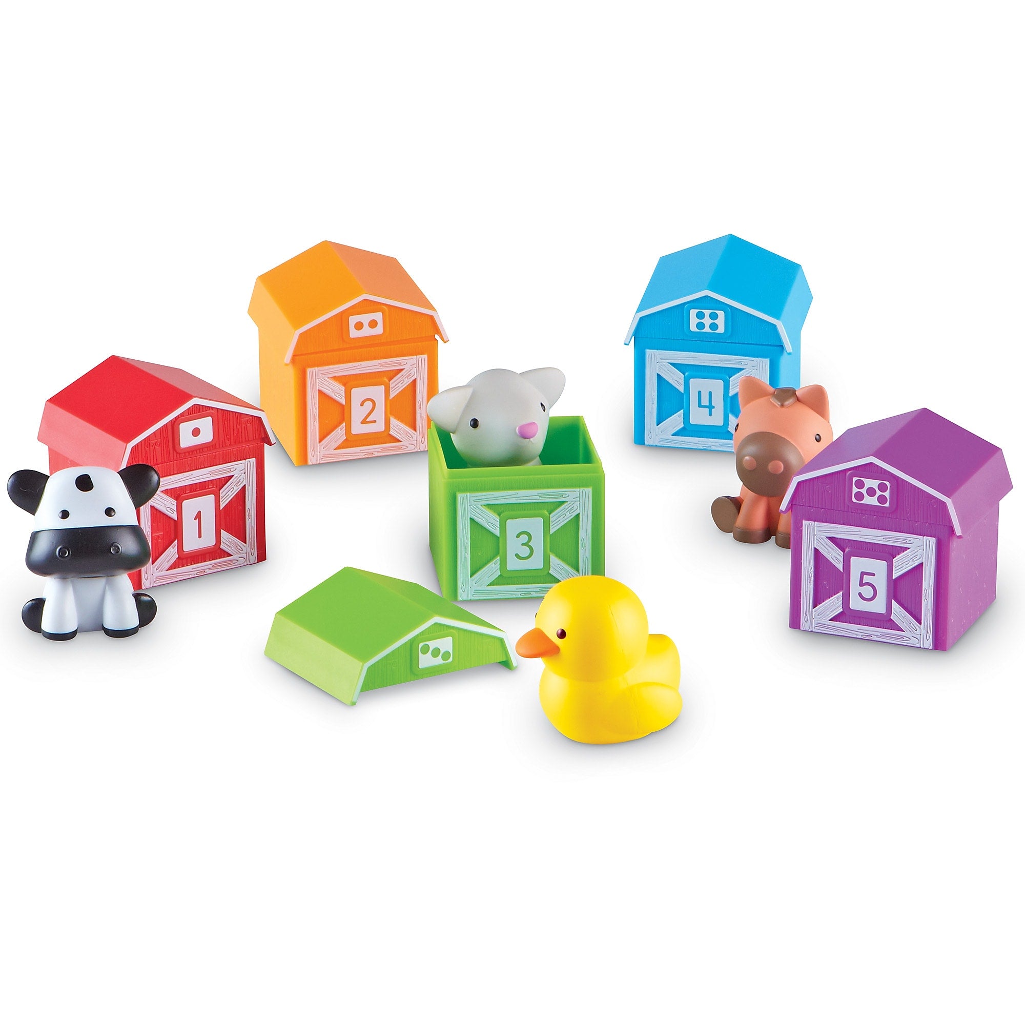 Learning Resources Peekaboo Learning Farm Numbered Toy Barn set, Assorted Colors (LER6805)