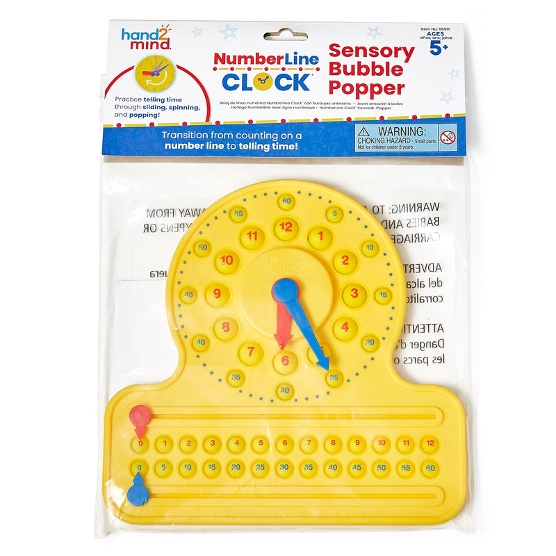 hand2mind Numberline Clock Sensory Bubble Popper, Multicolored (96991)