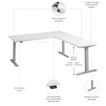 Bush Business Furniture Move 60 Series 72"W L Shaped Adjustable Standing Desk, White (M6SL7278WHSK)