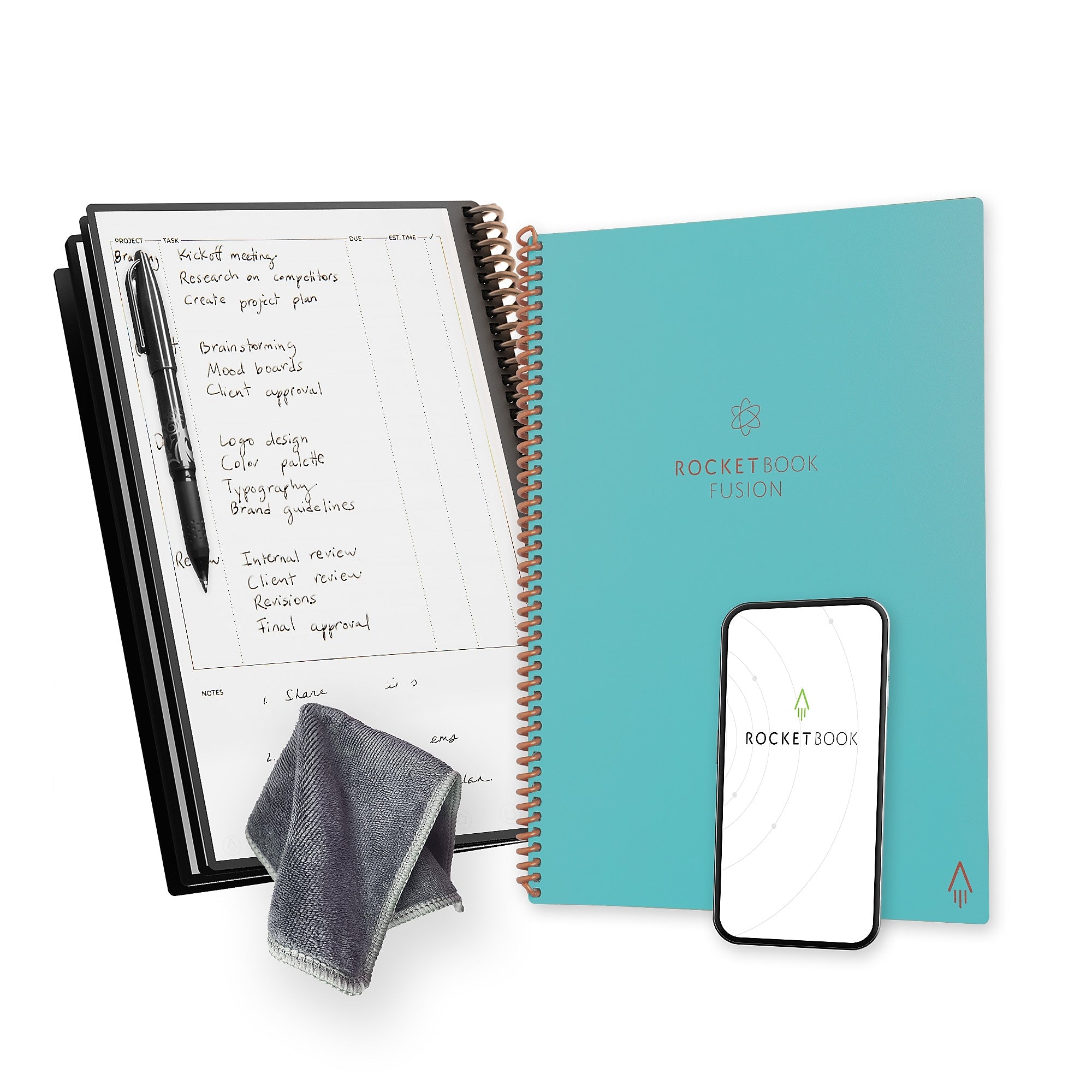 Rocketbook Fusion 1-Subject Smart Notebook, 8.5" x 11", 42 Sheets, Blue (EVRF-L-K-CCE)