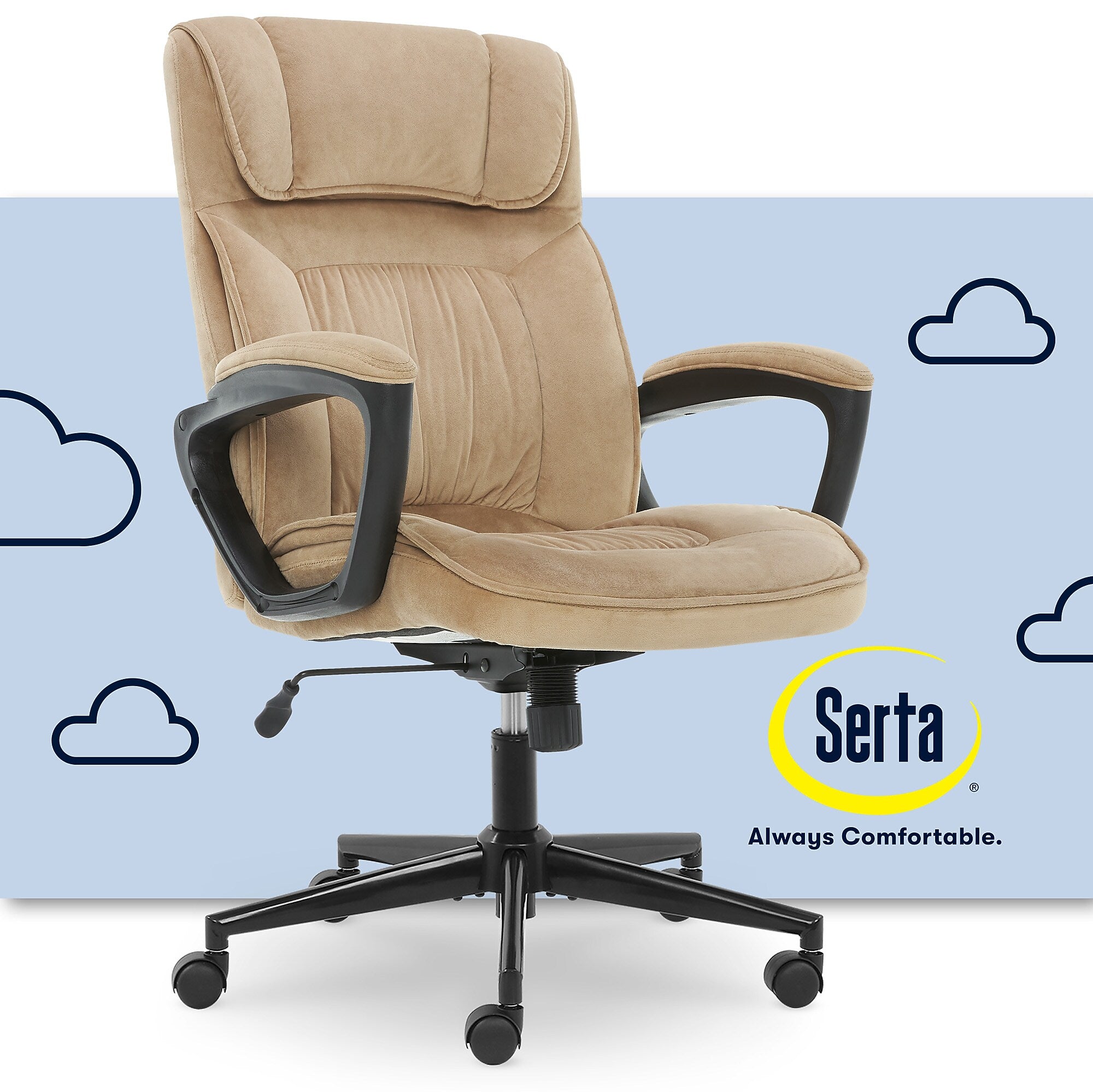 Serta Hannah I Ergonomic Microfiber Swivel Executive Chair, Light Beige (CHR200002)