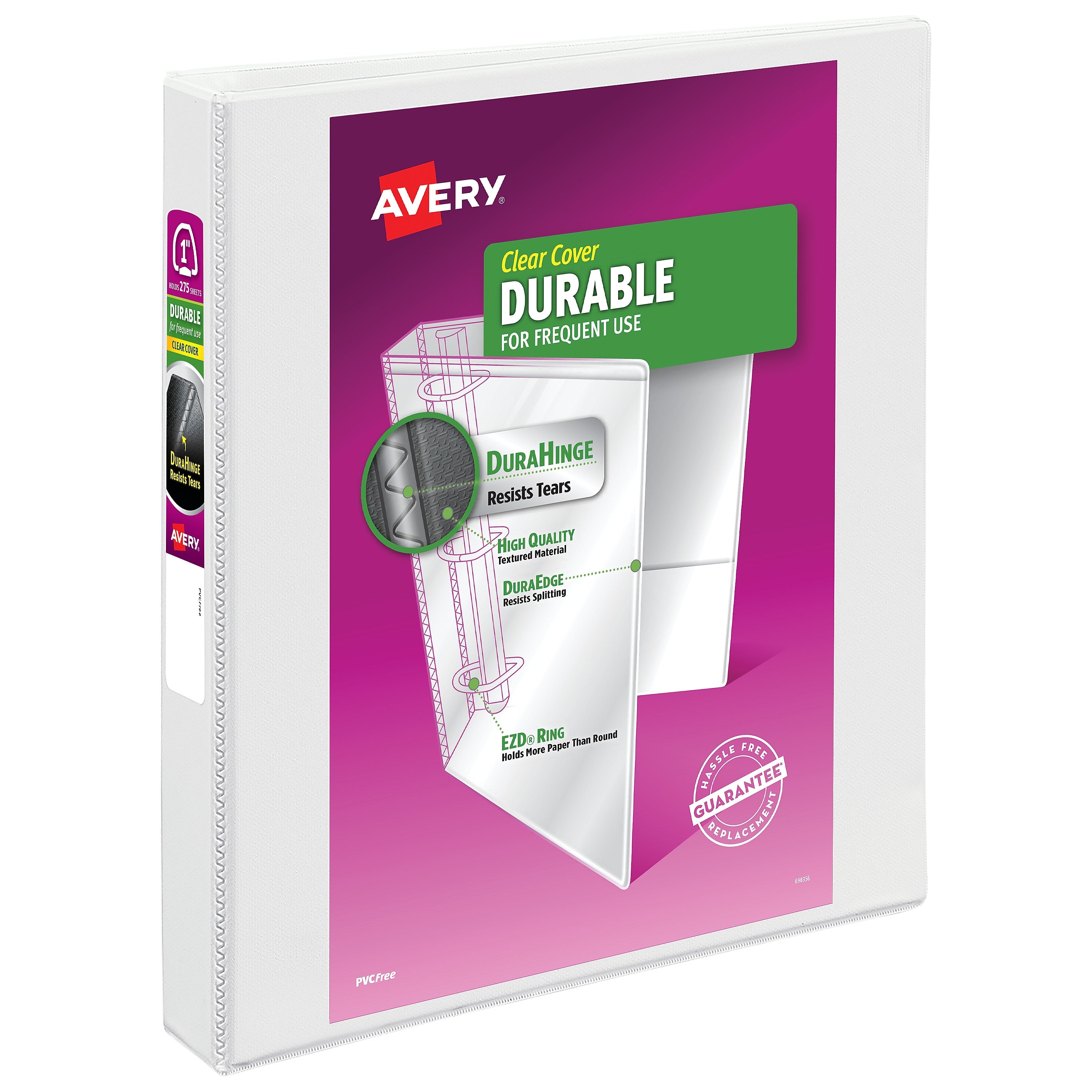 Avery 1" 3-Ring View Binders, D-Ring, White (09301)