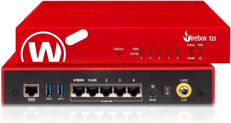 WatchGuard Firebox T25 Network Security/Firewall Appliance, Red, (WGT25001)