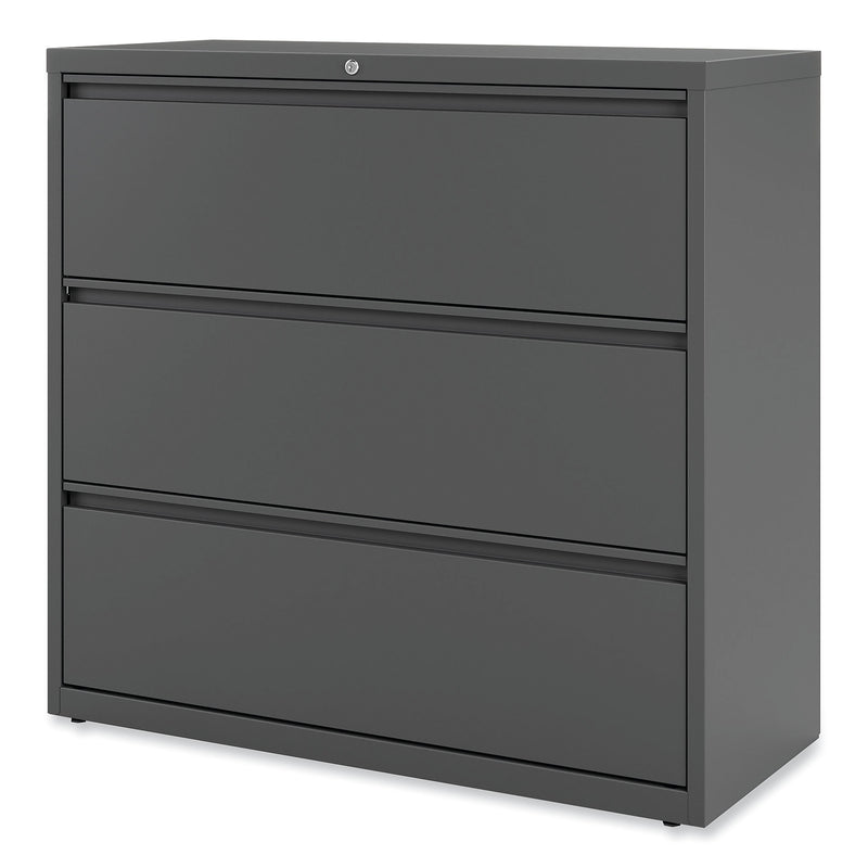 Alera 3-Drawer Lateral File Cabinet, Letter/Legal Size, Lockable, 40.25"H x 42"W x 18.63"D, Charcoal (ALEHLF4241CC)