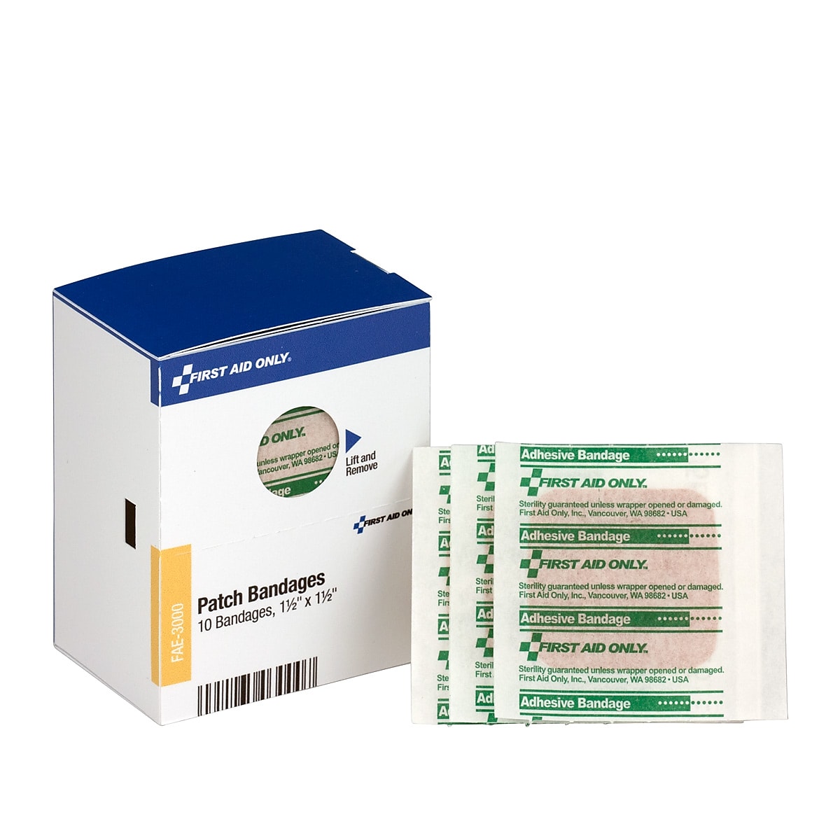 Smart Compliance 1.5" x 1.5" Plastic Bandages, 10/Box (FAE-3000)
