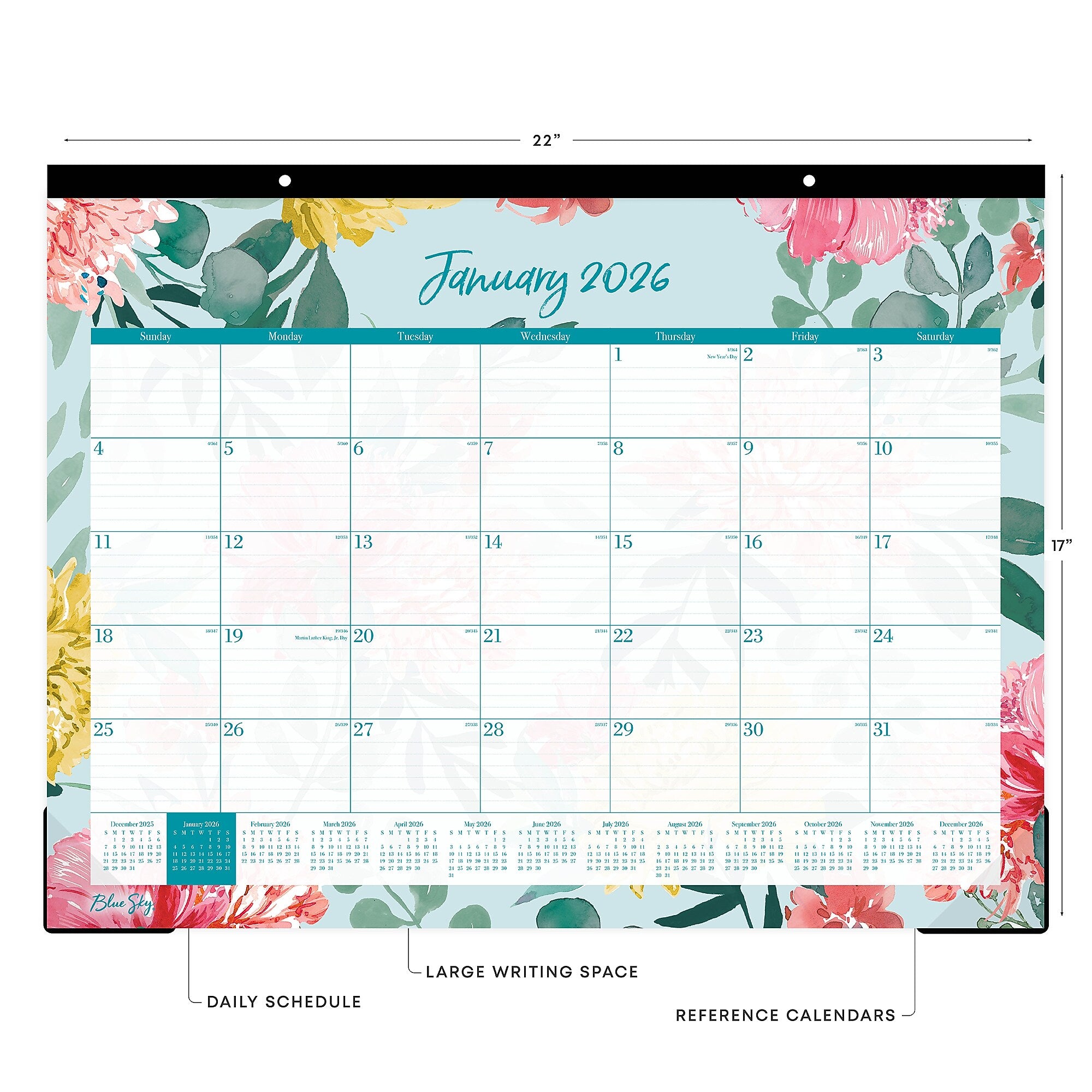 2026 Blue Sky Reflections 22" x 17" Monthly Desk Calendar (117886-26)