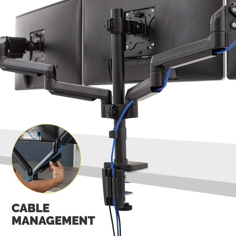 Fellowes Platinum Series Adjustable Triple Monitor Arm, Up to 27" Monitor, Black (8042601)