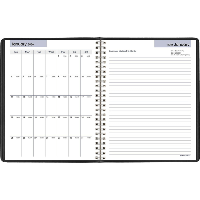 2026 AT-A-GLANCE DayMinder Executive 7" x 8.75" Weekly & Monthly Planner, Faux Leather Cover, Black (G546-00-26)