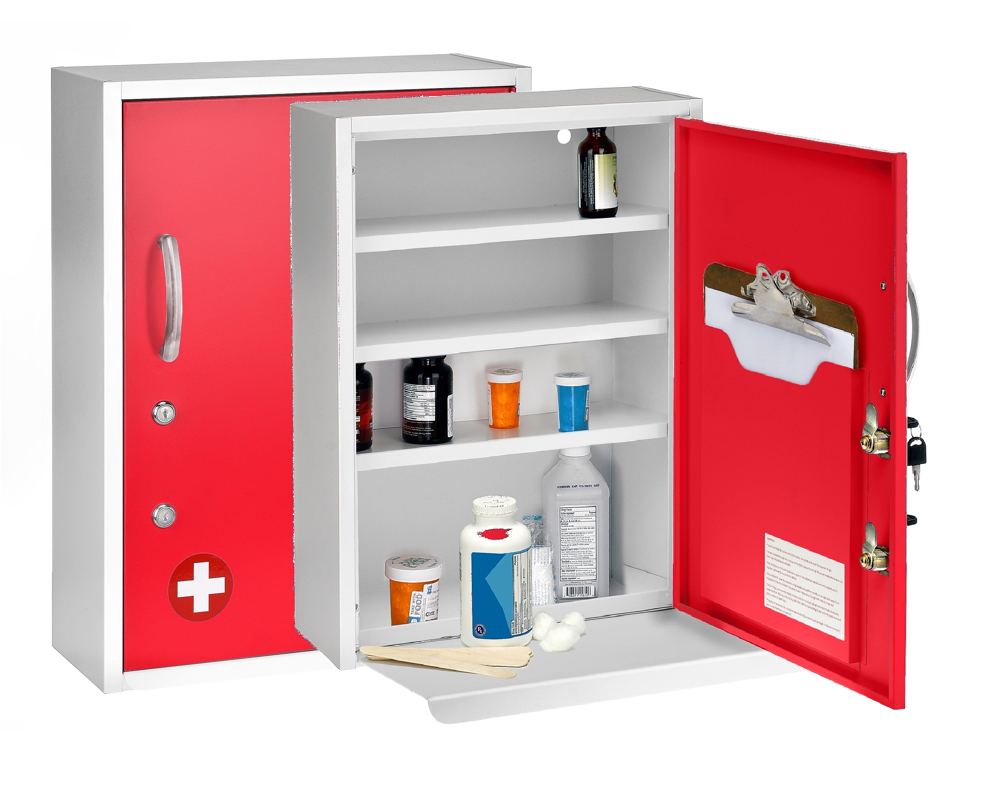 Viva Comfort Steel Medical Storage Cabinet with Dual Key Lock, 1.16 cu. ft. (999-06-RED)