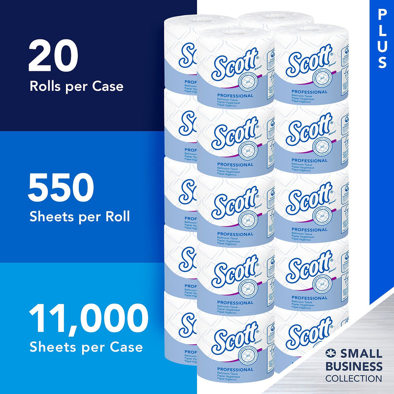Scott Essential Recycled Toilet Paper, 2-ply, White, 550 Sheets/Roll, 20 Rolls/Case (13607)