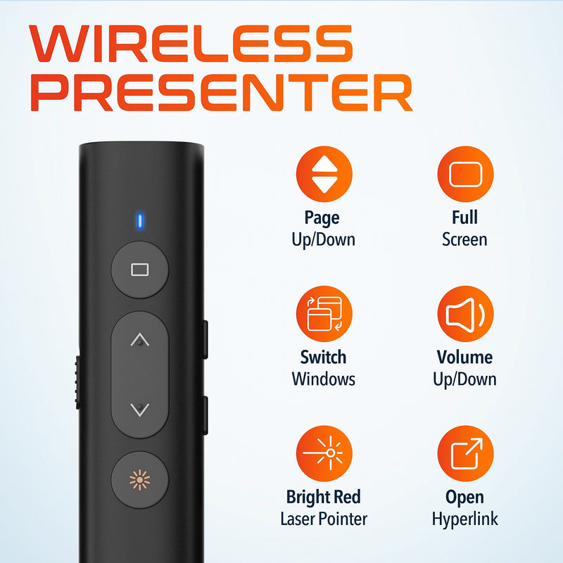 Delton Purely LP21 2.4GHz Wireless Presentation Remote with Laser Pointer, Black (DLP21)